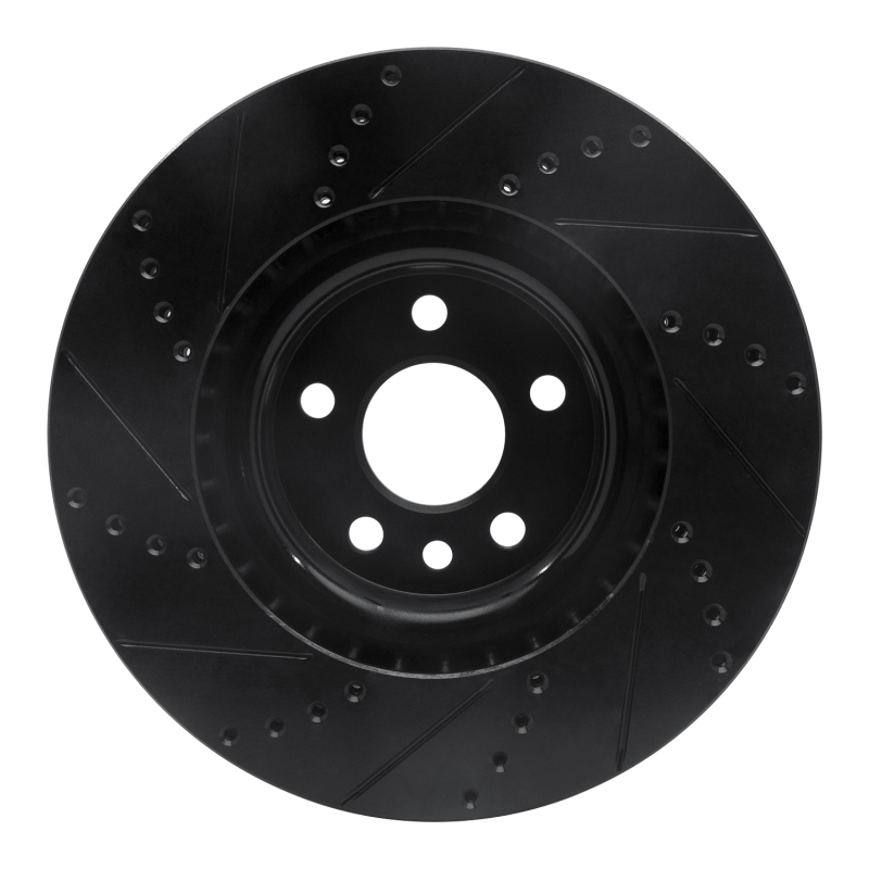 Jaguar E-Pace Brake Rotor (1) - Front Right - R1 Concepts - Drilled & Slotted - Black - `15-`19